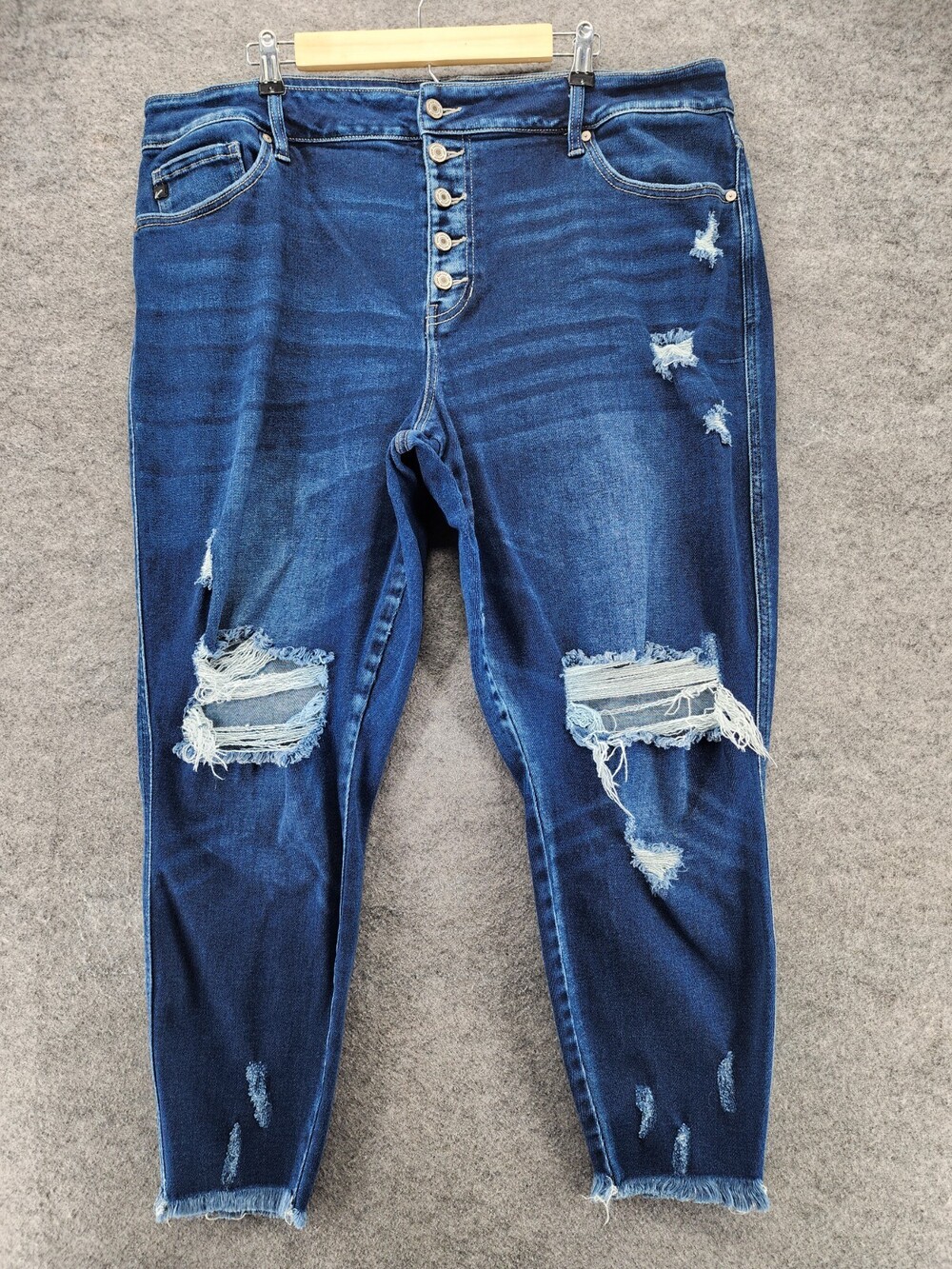 Kancan Maurices Jeans Womens 22 Button Fly Tapered Distressed Blue Denim